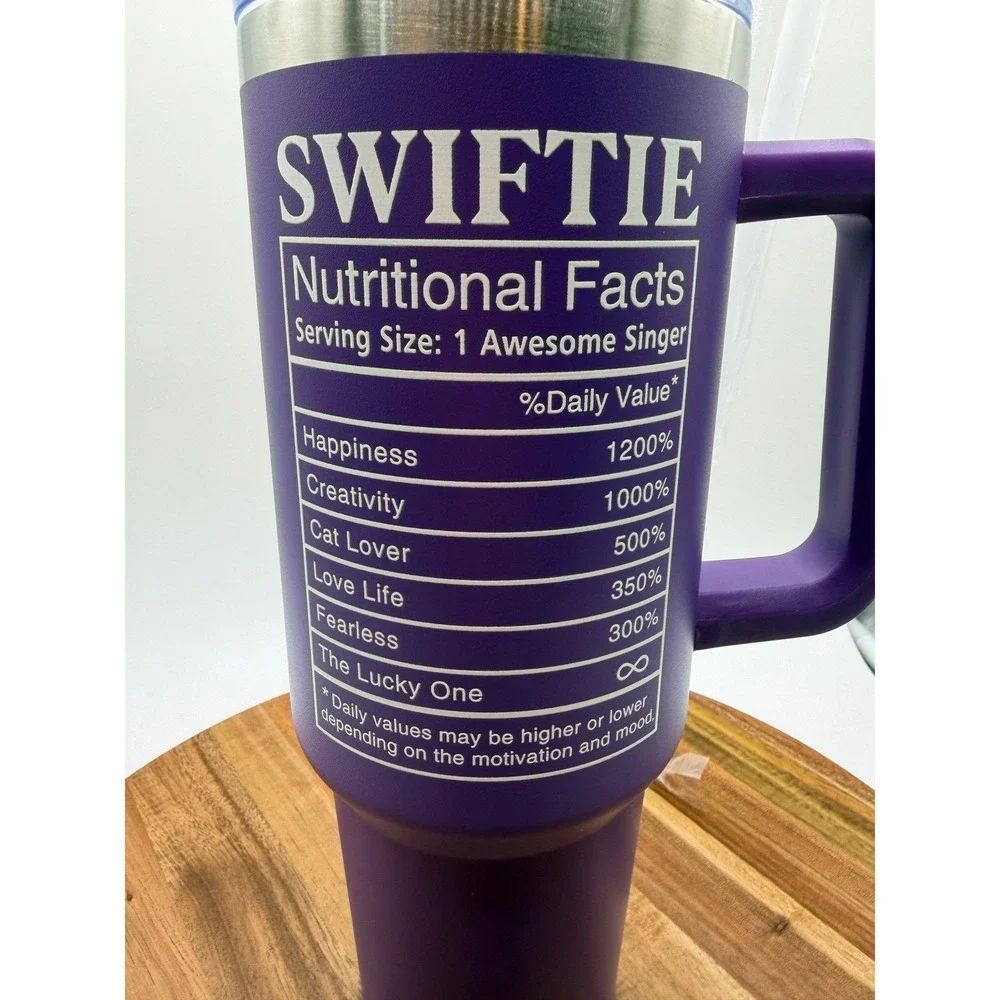 Kikuhe Swiftie Purple Insulated‎ Stainless Steel Tumbler Handle and Straw 0744
